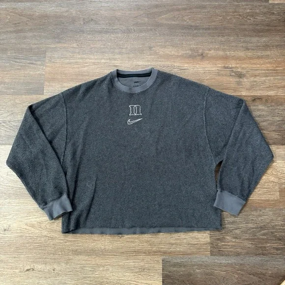 Duke Blue Devils Nike Yoga Cropped L/S Top‎ Sz XS Gym Exercise Gray - Picture 2 of 8